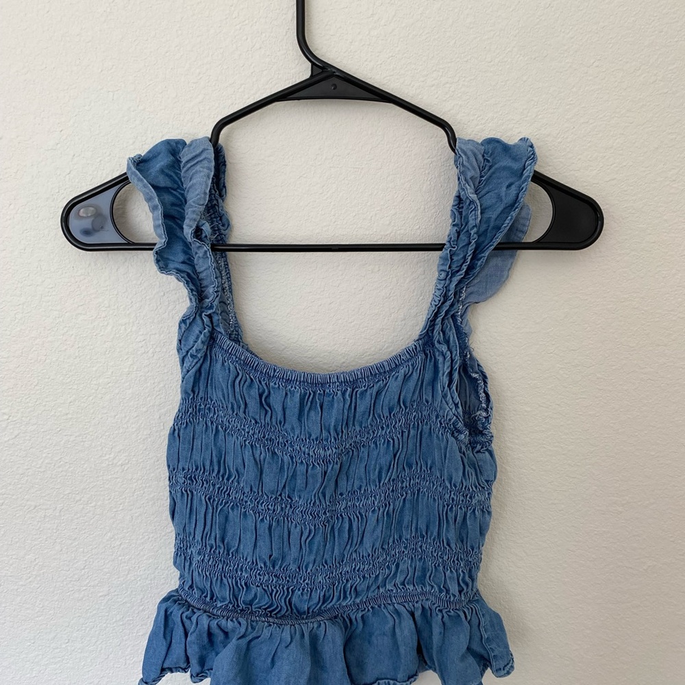 Blue Ruffle Tank Top - Picture 2 of 3